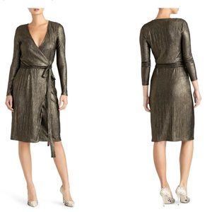 New Rachel Roy Collection Pleated Metallic Wrap Dress